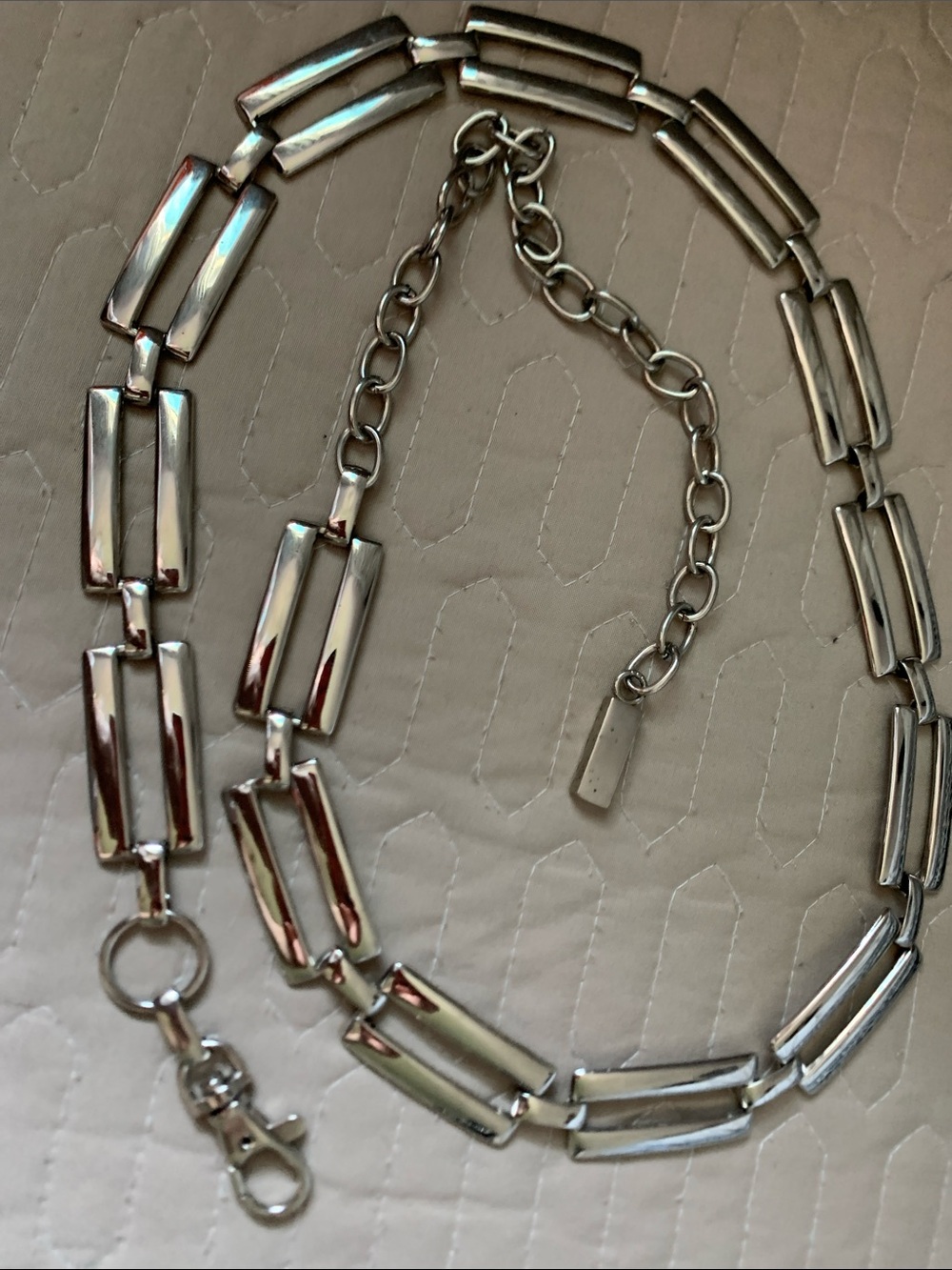 Silver-Tone Rectangular Link Belt - Chic Chain Style